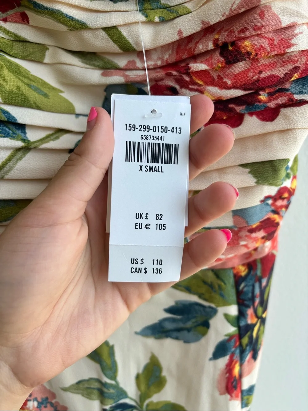 Abercrombie & Fitch Dipped-Waist Smocked Midi Dress – Floral, XS, NWT